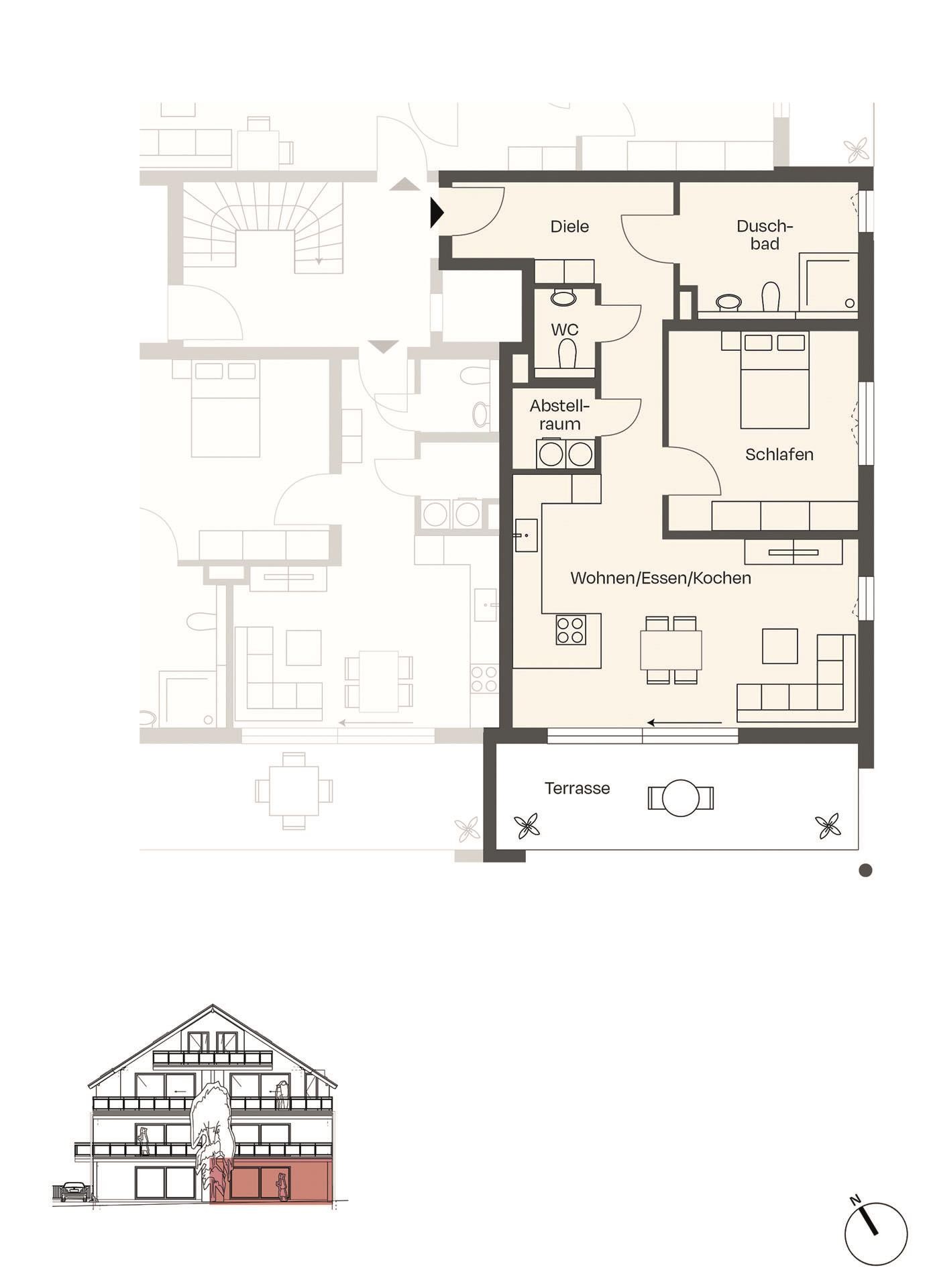 Grundriss-Skizze Wohnung 2