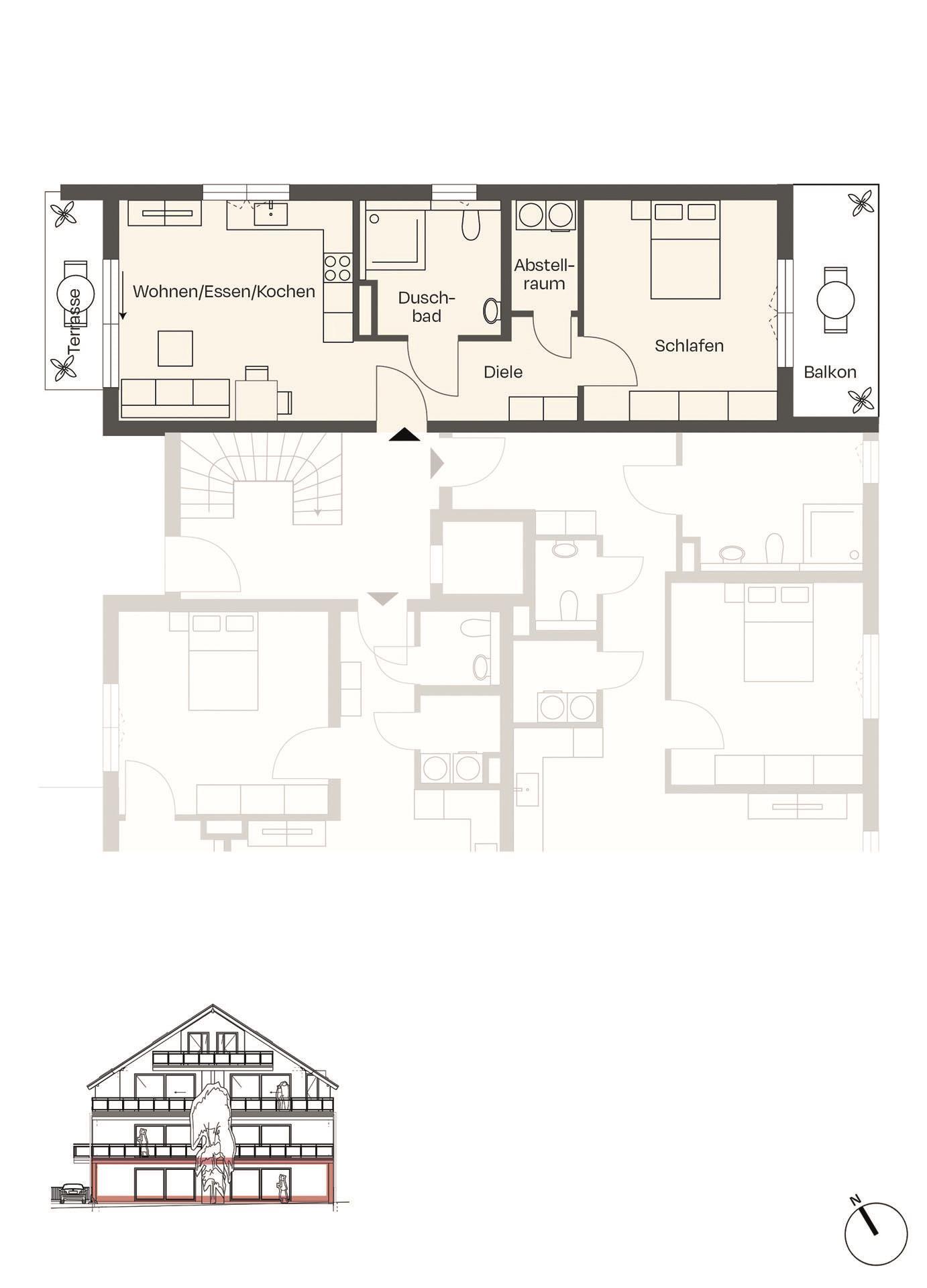 Grundriss-Skizze Wohnung 3