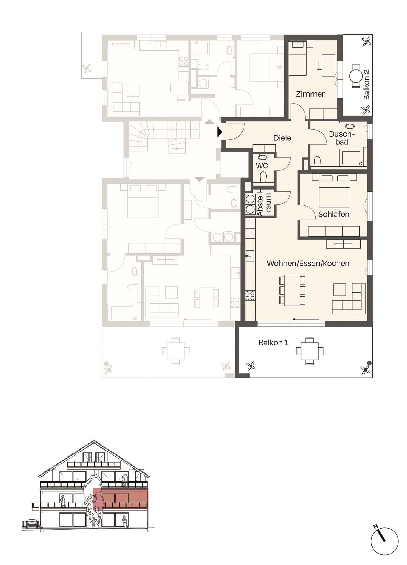 Grundriss-Skizze Wohnung 5