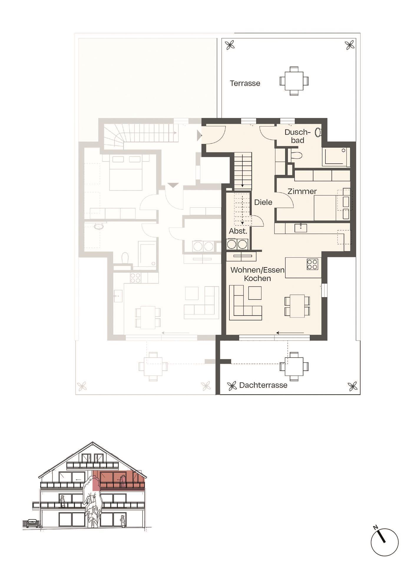 Grundriss-Skizze Wohnung 8
