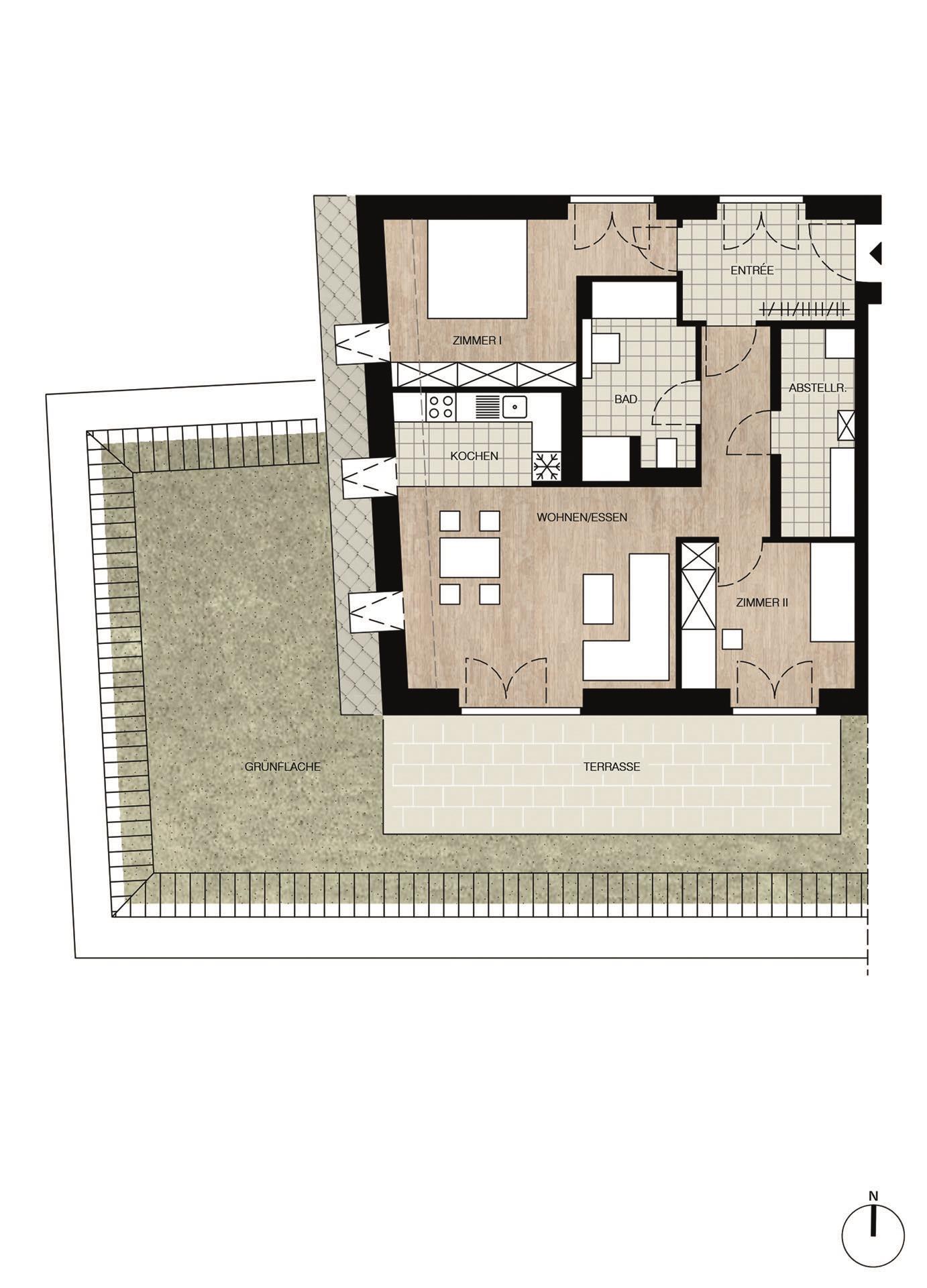 Grundriss-Skizze Wohnung 1