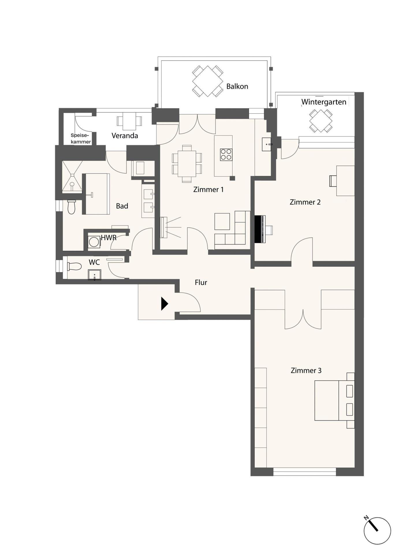 Grundriss-Skizze 1. Obergeschoss links
