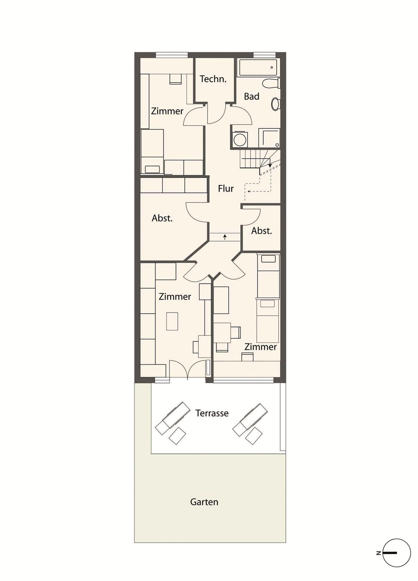 Grundriss-Skizze Gartengeschoss