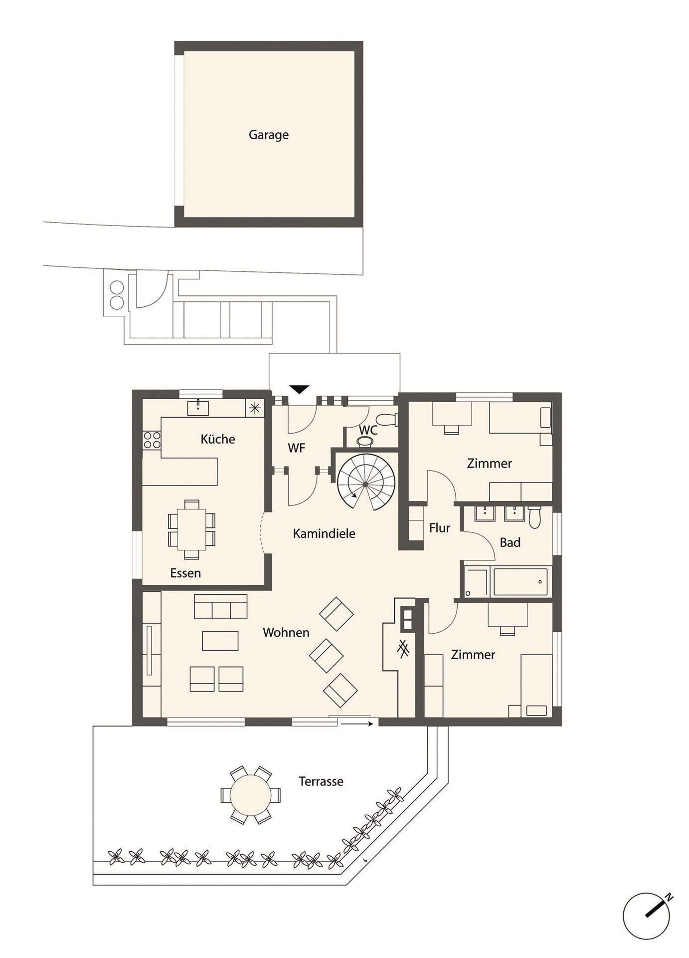 Grundriss-Skizze Erdgeschoss
