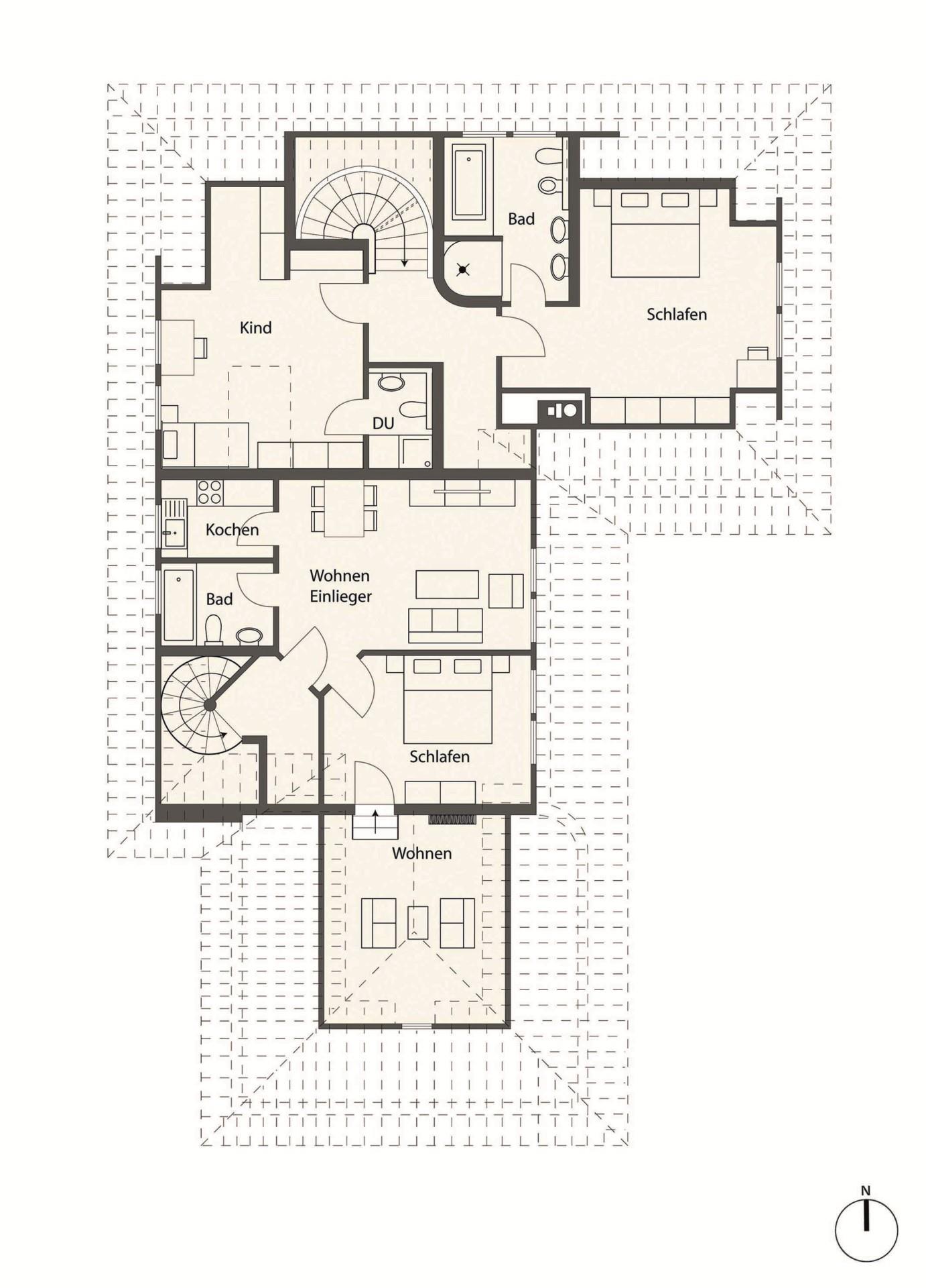 Grundriss-Skizze Obergeschoss