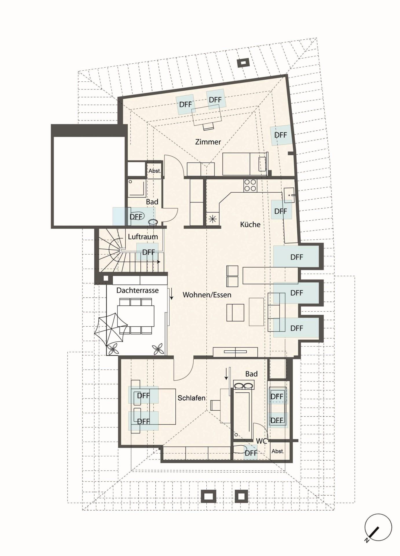 Grundriss-Skizze Dachgeschoss
