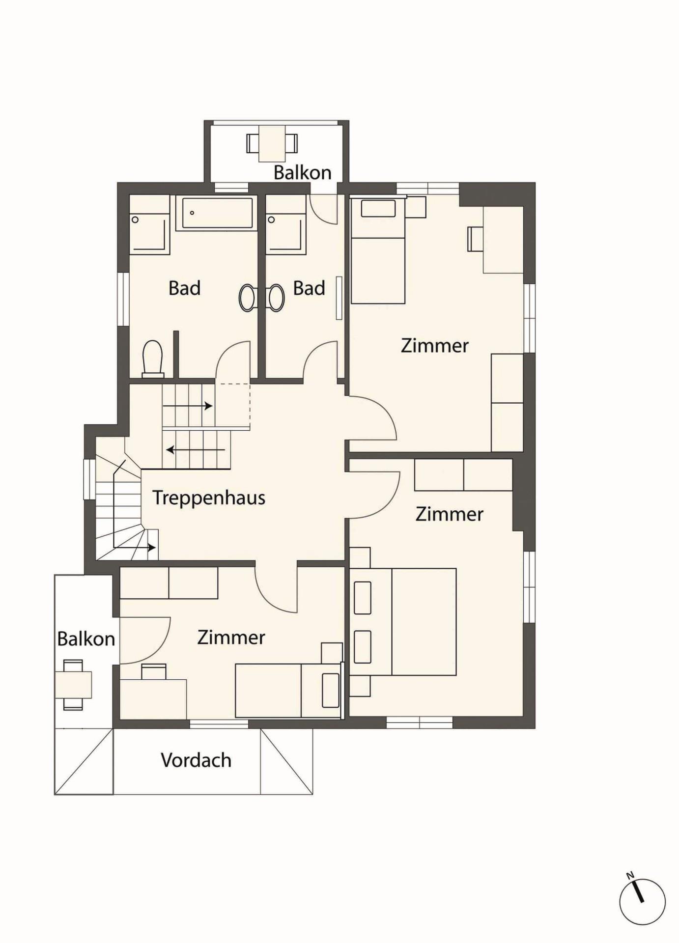 Grundriss-Skizze Obergeschoss