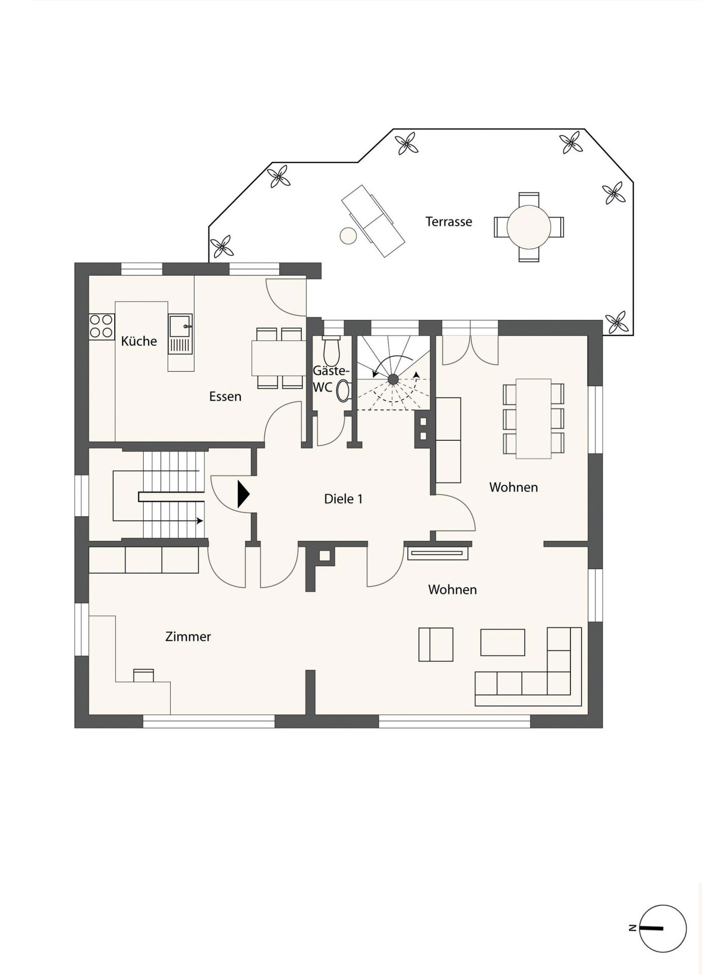 Grundriss-Skizze Erdgeschoss