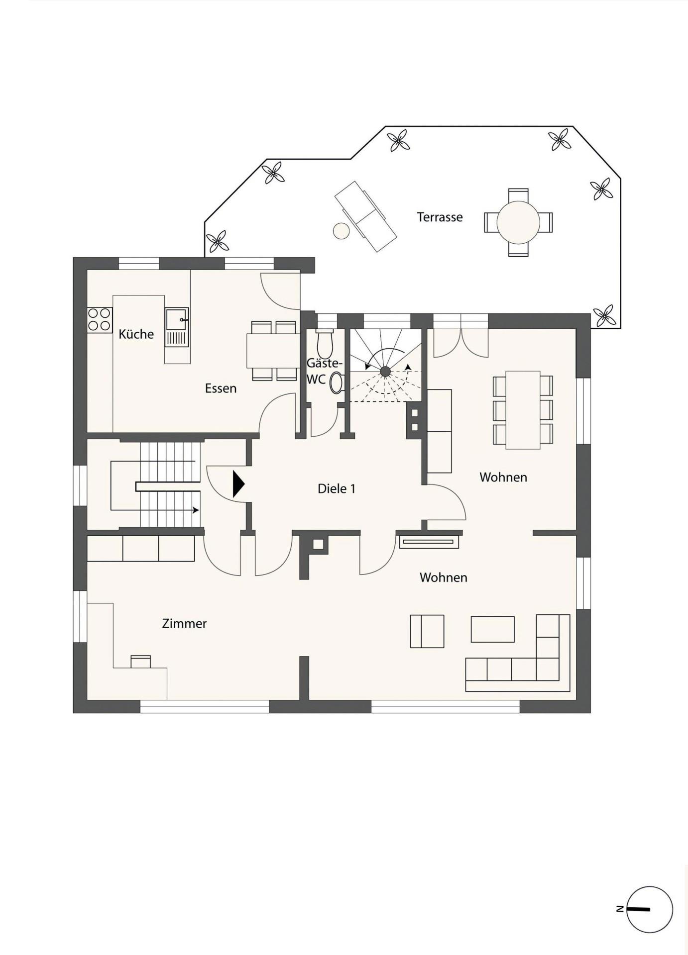 Grundriss-Skizze Erdgeschoss