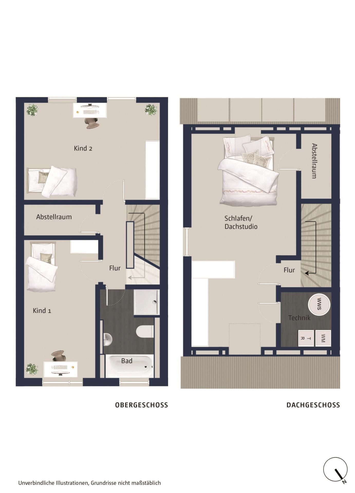 Grundriss-Skizze OG+DG / Haus 4