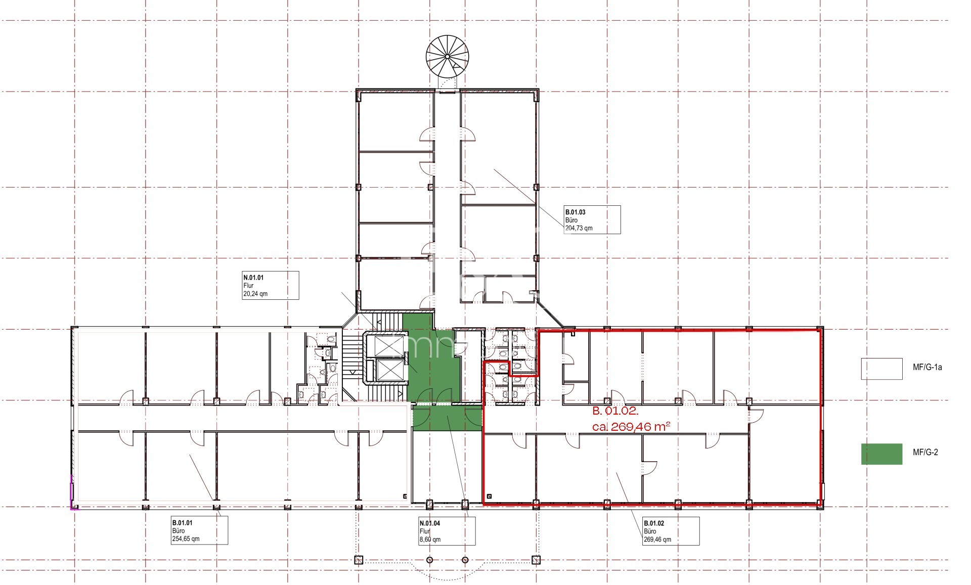 1.Obergeschoss B 01.02 ca. 282 m²