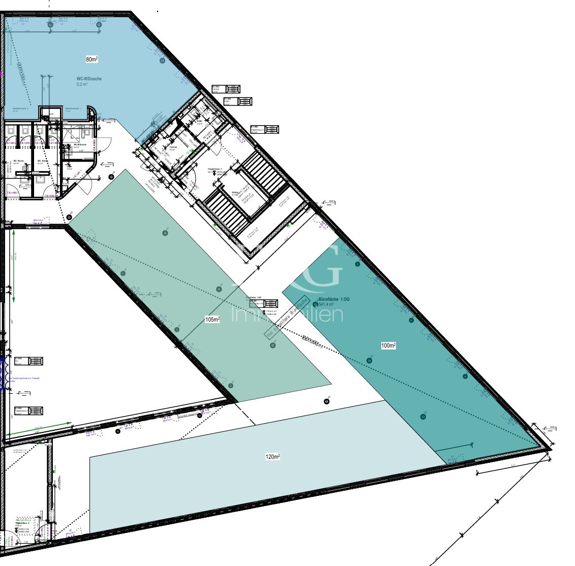 1 .Obergeschoss aufgeteilt